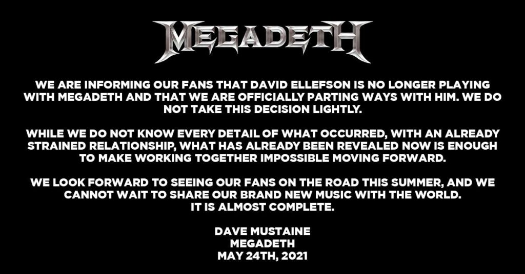 Megadeth y el despido de David Ellefson