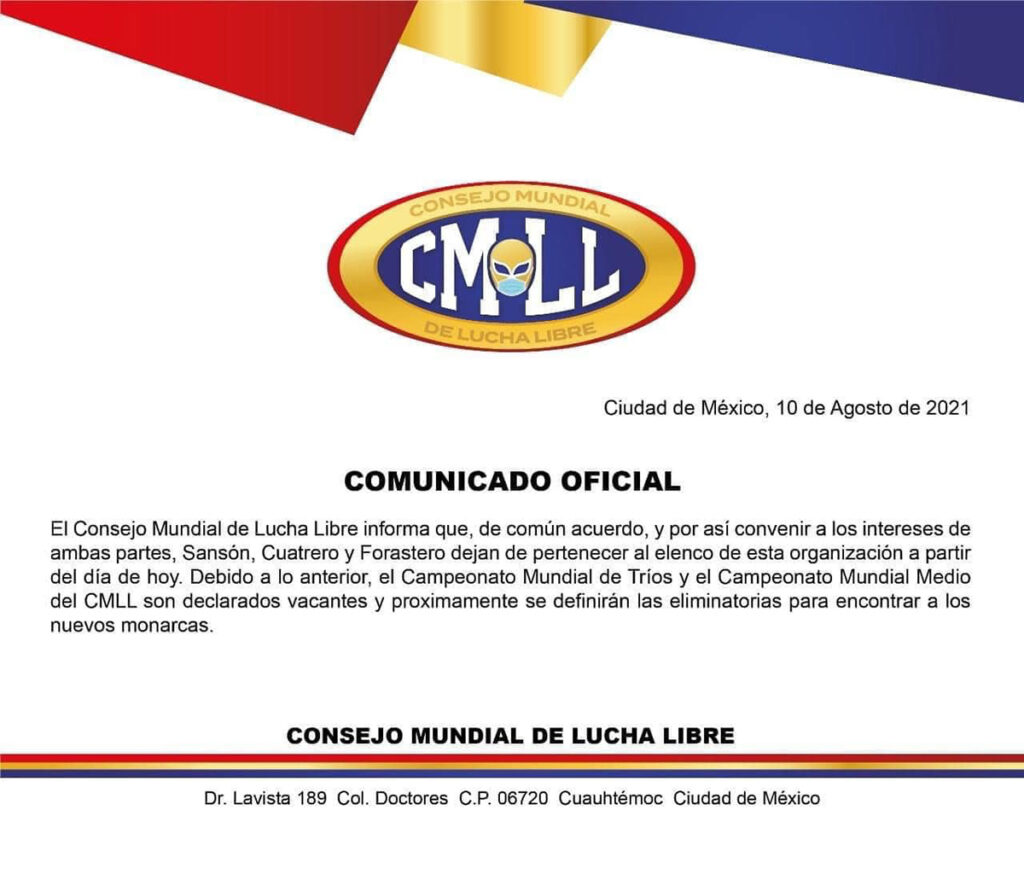 Comunicado del CMLL