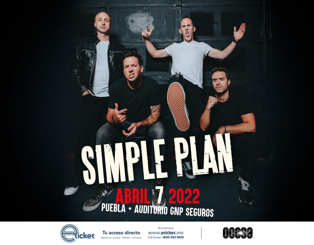 Póster del concierto de Simple Plan en Puebla
