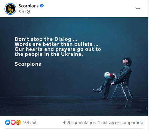 Scorpions se levanta contra la guerra en Ucrania