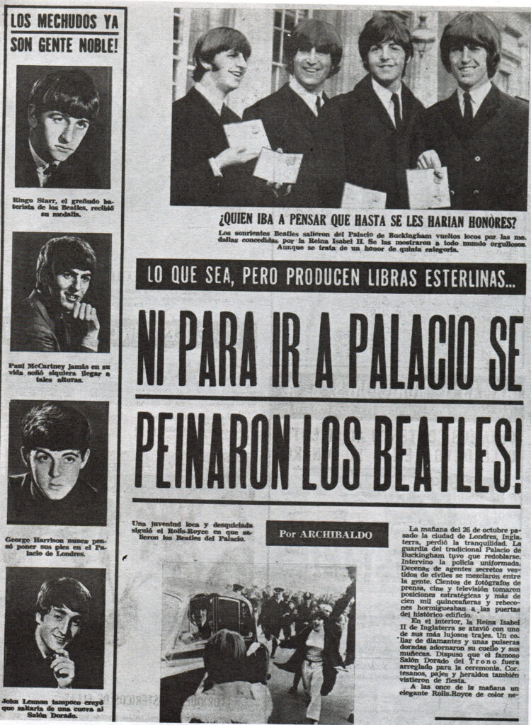 Nota de la revista Siempre, donde el encabezado es 'Ni para ir al Palacio se peinaron los Beatles' / Foto: Biblioteca personal de Abel Montaño
