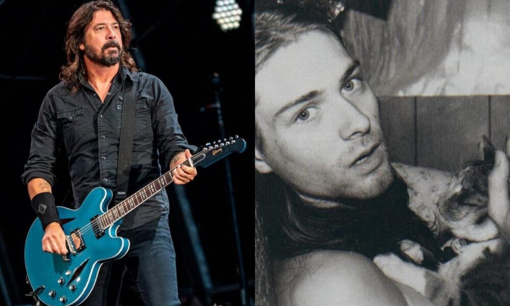 Dave grohl de Foo Fighters y kurt cobain con un gato