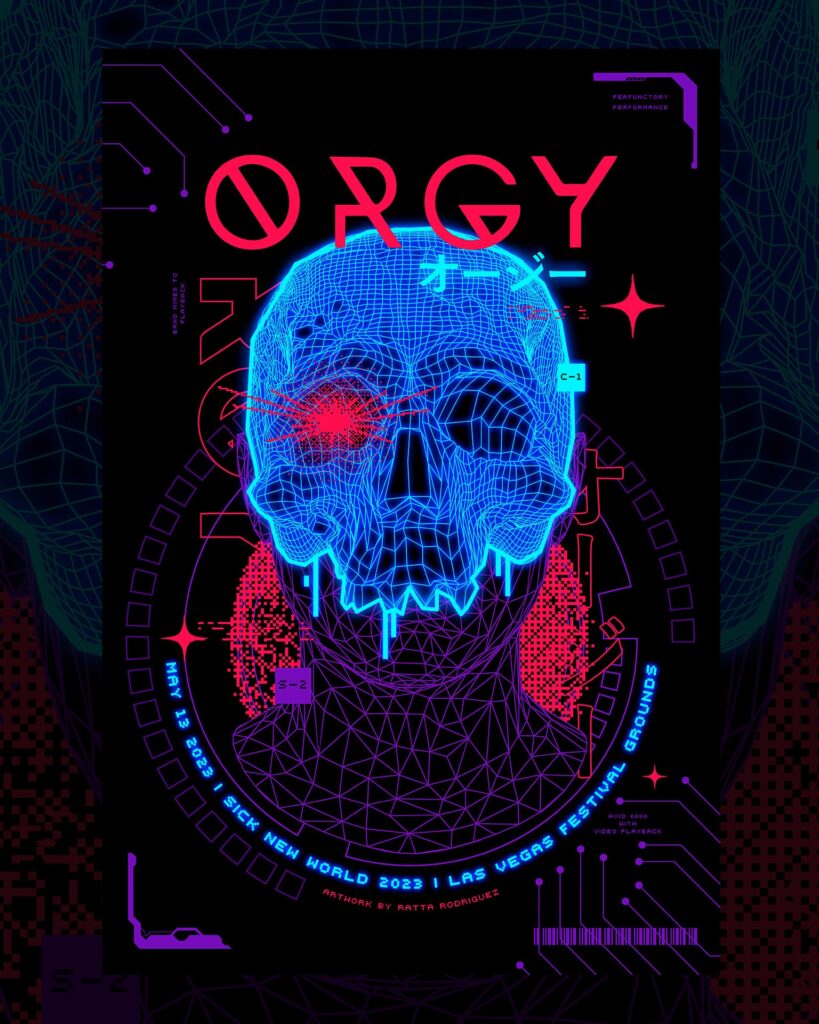 Cumpliendo un sueño personal, trabajó junto a Orgy para su presentación del Sick New World en Las Vegas con el arte oficial de Jay Gordon y compañía.