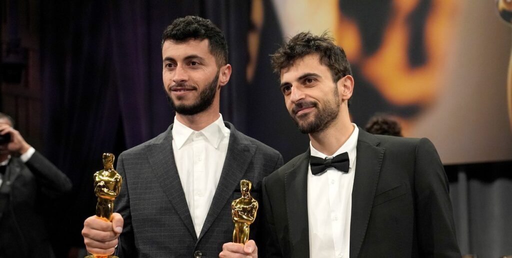 Basel y Yuval se llevaron la presea dorada de Hollywood y levantaron la voz sobre lo que sucede en Medio Oriente.