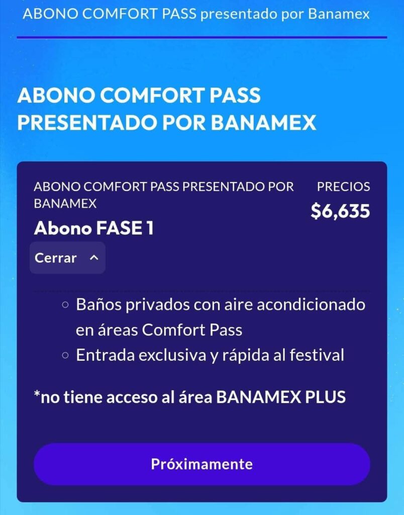 Abono comfort pass para el Corona Capital 2025