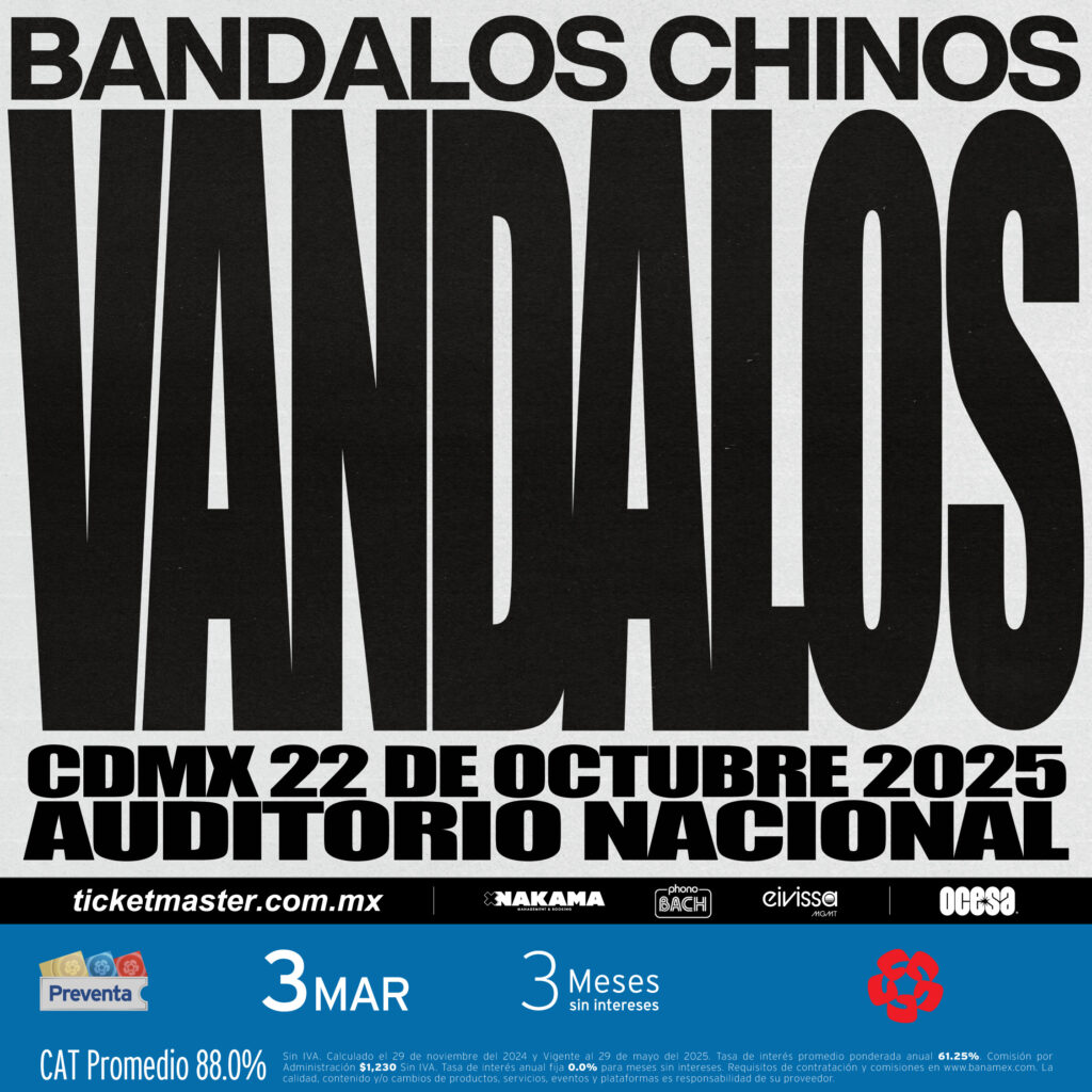 Bandalos Chinos estarán presentándose en el Auditorio Nacional el 22 de octubre