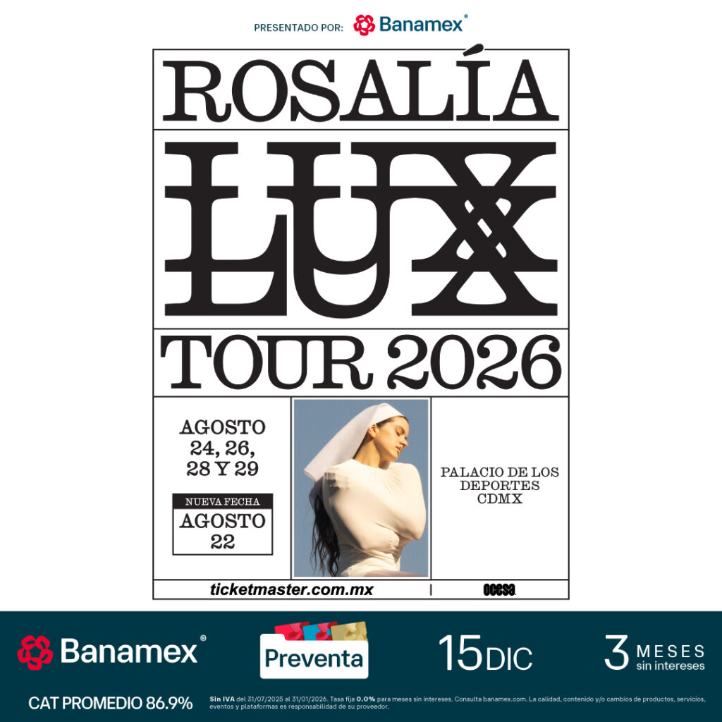 Rosalía regresa a México con el Lux Tour: ocho fechas en agosto de 2026