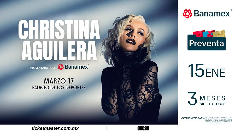 Christina Aguilera estará en el Palacio de los Deportes el 17 de marzo
