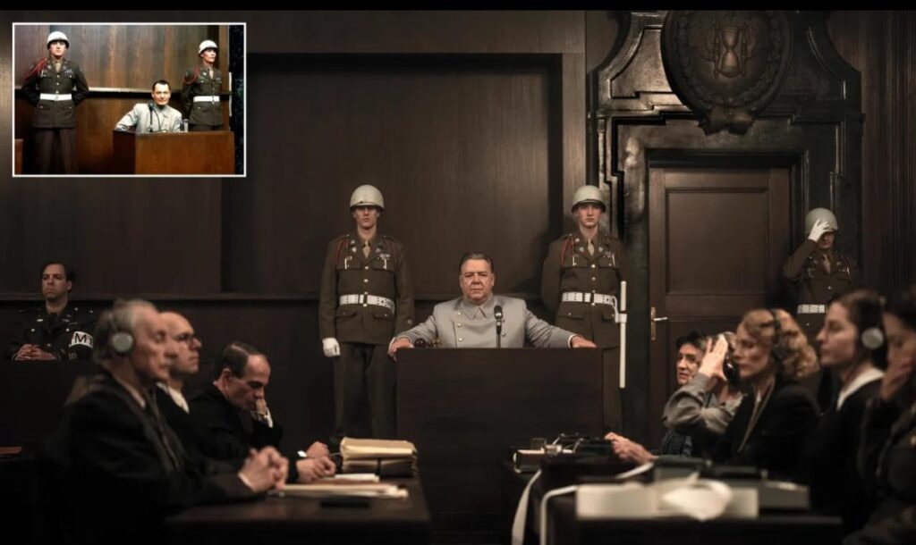 imagen comparativa de Hermann Göring siendo juzgado