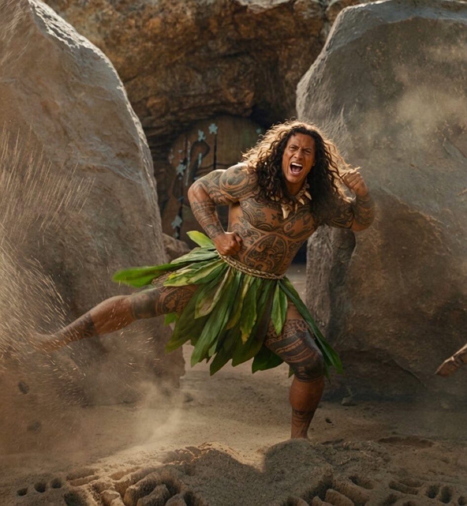 la roca en live action de moana
